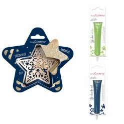 Remise 🎉 ScrapCooking Emporte Pièce Modelage Kit Pour Biscuit En Relief Étoile + 2 Stylos Au Chocolat Vert Clair Et Bleu Nuit 🔥