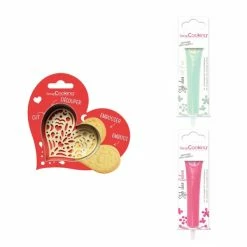 Meilleur prix ❤️ ScrapCooking Emporte Pièce Modelage Kit Pour Biscuit En Relief Coeur + 2 Stylos Au Chocolat Vert D'eau Et Fuchsia 🎁