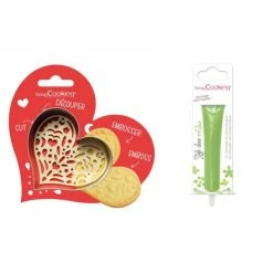 Bon marché 🥰 ScrapCooking Emporte Pièce Modelage Kit Pour Biscuit En Relief Coeur + Stylo Au Chocolat Vert Clair 🔥