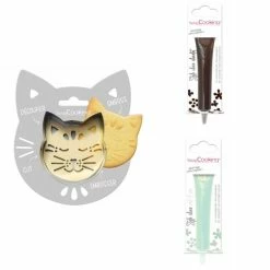 Meilleur prix 👏 ScrapCooking Emporte Pièce Modelage Kit Pour Biscuit En Relief Chat + 2 Stylos Au Chocolat Marron Et Vert D'eau 🌟