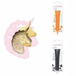 Sortie 🔥 ScrapCooking Emporte Pièce Modelage Kit Pour Biscuit En Relief Licorne + 2 Stylos Au Chocolat Orange Et Noir 🛒