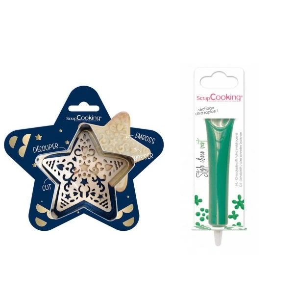 Grosses soldes ✨ ScrapCooking Emporte Pièce Modelage Kit Pour Biscuit En Relief Étoile + Stylo Au Chocolat Vert ✔️ 1 Grosses soldes ✨ ScrapCooking Emporte Pièce Modelage Kit Pour Biscuit En Relief Étoile + Stylo Au Chocolat Vert ✔️