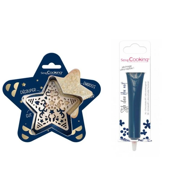 Tout neuf 😉 ScrapCooking Emporte Pièce Modelage Kit Pour Biscuit En Relief Étoile + Stylo Au Chocolat Bleu Nuit ❤️ 1 Tout neuf 😉 ScrapCooking Emporte Pièce Modelage Kit Pour Biscuit En Relief Étoile + Stylo Au Chocolat Bleu Nuit ❤️