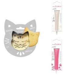 Offres 😀 ScrapCooking Emporte Pièce Modelage Kit Pour Biscuit En Relief Chat + 2 Stylos Au Chocolat Blanc Et Fuchsia 🛒
