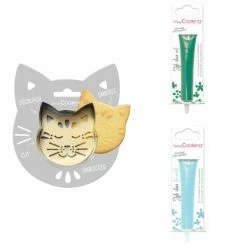De gros 👏 ScrapCooking Emporte Pièce Modelage Kit Pour Biscuit En Relief Chat + 2 Stylos Au Chocolat Vert Et Bleu Pastel 🎉