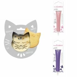 Grosses soldes ✔️ ScrapCooking Emporte Pièce Modelage Kit Pour Biscuit En Relief Chat + 2 Stylos Au Chocolat Rose Pastel Et Violet 🎉