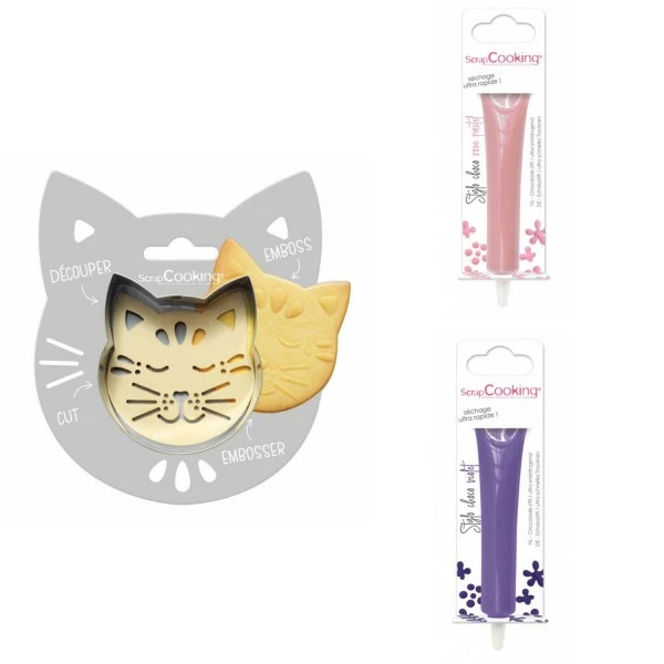 Grosses soldes ✔️ ScrapCooking Emporte Pièce Modelage Kit Pour Biscuit En Relief Chat + 2 Stylos Au Chocolat Rose Pastel Et Violet 🎉 1 Grosses soldes ✔️ ScrapCooking Emporte Pièce Modelage Kit Pour Biscuit En Relief Chat + 2 Stylos Au Chocolat Rose Pastel Et Violet 🎉