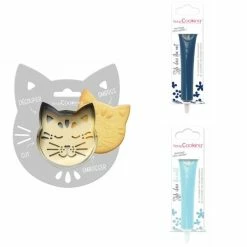 Coupon 🤩 ScrapCooking Emporte Pièce Modelage Kit Pour Biscuit En Relief Chat + 2 Stylos Au Chocolat Bleu Nuit Et Bleu Pastel 👏