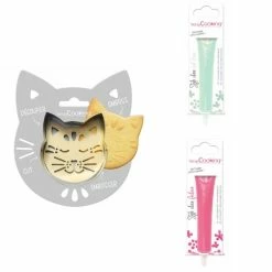 Acheter 🛒 ScrapCooking Emporte Pièce Modelage Kit Pour Biscuit En Relief Chat + 2 Stylos Au Chocolat Vert D'eau Et Fuchsia ✨
