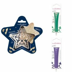 Coupon ❤️ ScrapCooking Emporte Pièce Modelage Kit Pour Biscuit En Relief Étoile + 2 Stylos Au Chocolat Vert Et Violet 👏